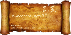 Debreczeni Bató névjegykártya